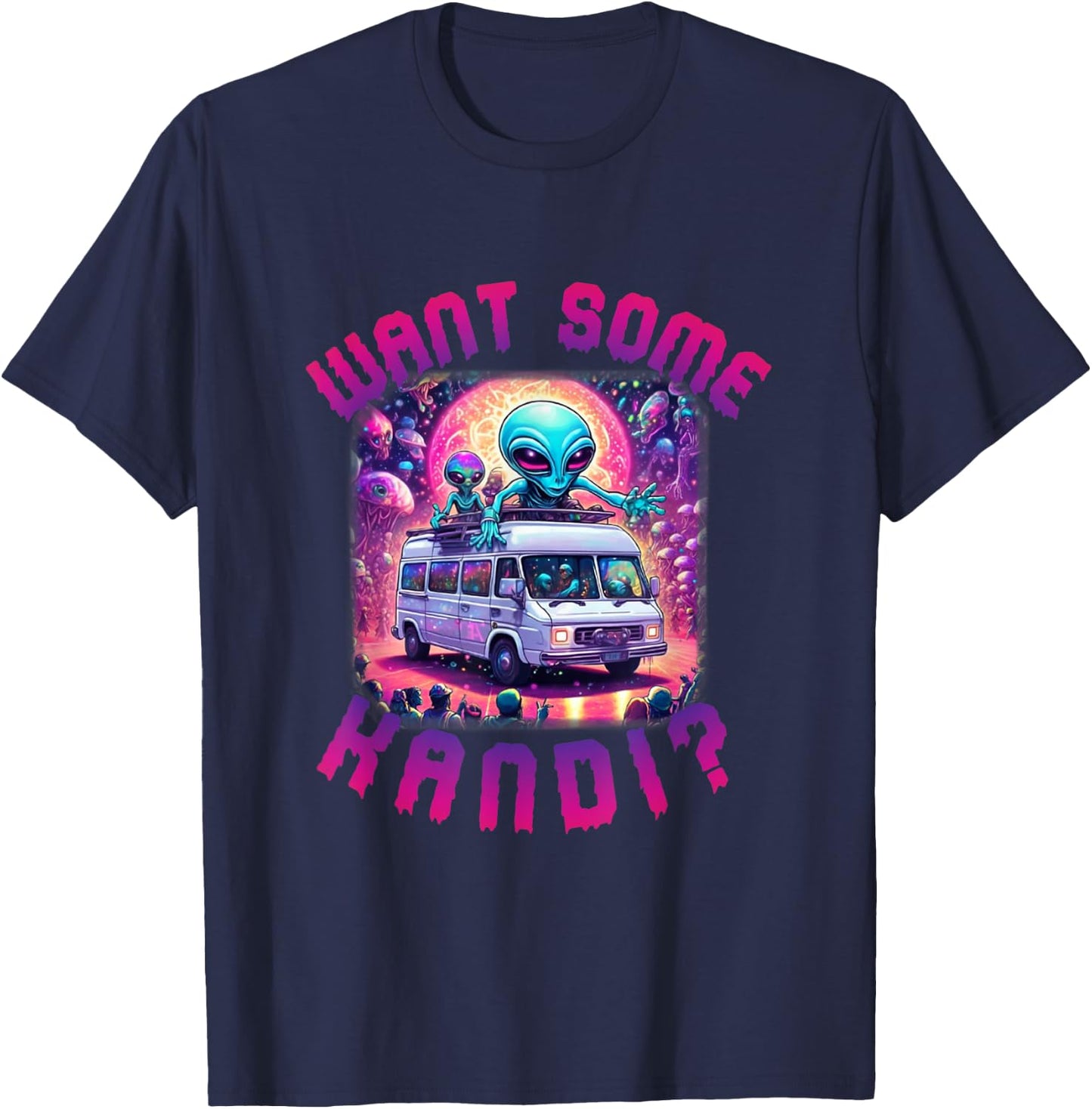 Want Some Kandi Funny EDM Rave Alien T-Shirt - T-Shirt | Navy