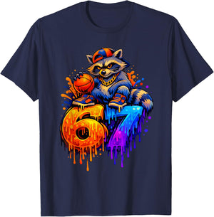 67 Basketball Waschbär Drip Kinder Jungen Jugend Mädchen Brainrot T-Shirt - T-Shirt | Navy