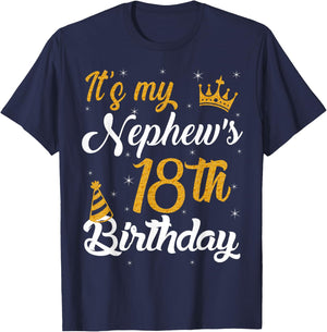 Happy It's My Nephew's 18th Birthday 2007 18 Years Old T-Shirt - T-Shirt | Navy