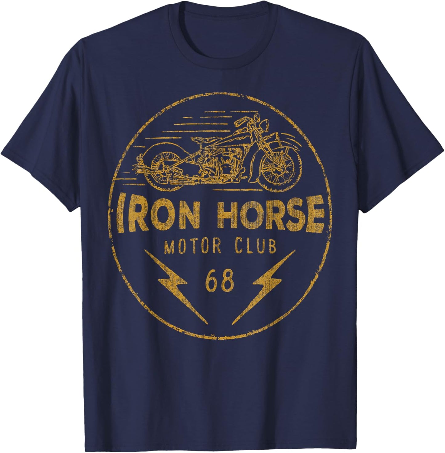 Iron Horse Motor Club '68 Gold Vintage T-Shirt - T-Shirt | Navy