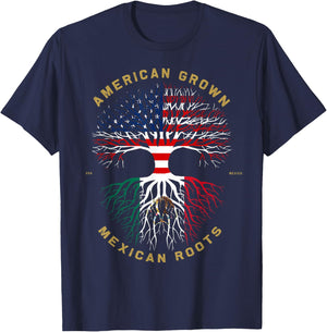 Mexico Country Lover Proud American Grown Mexican Roots T-Shirt - T-Shirt | Navy