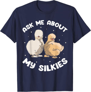 Silkie Chicken Owner Mama Silkie Chicken Stuffed Animal T-Shirt - T-Shirt | Navy