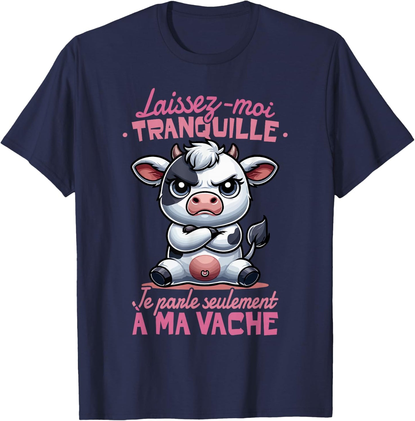 Funny Cow Woman Girl Child Je Parle à ma Vache , Black, S T-Shirt - T-Shirt | Navy