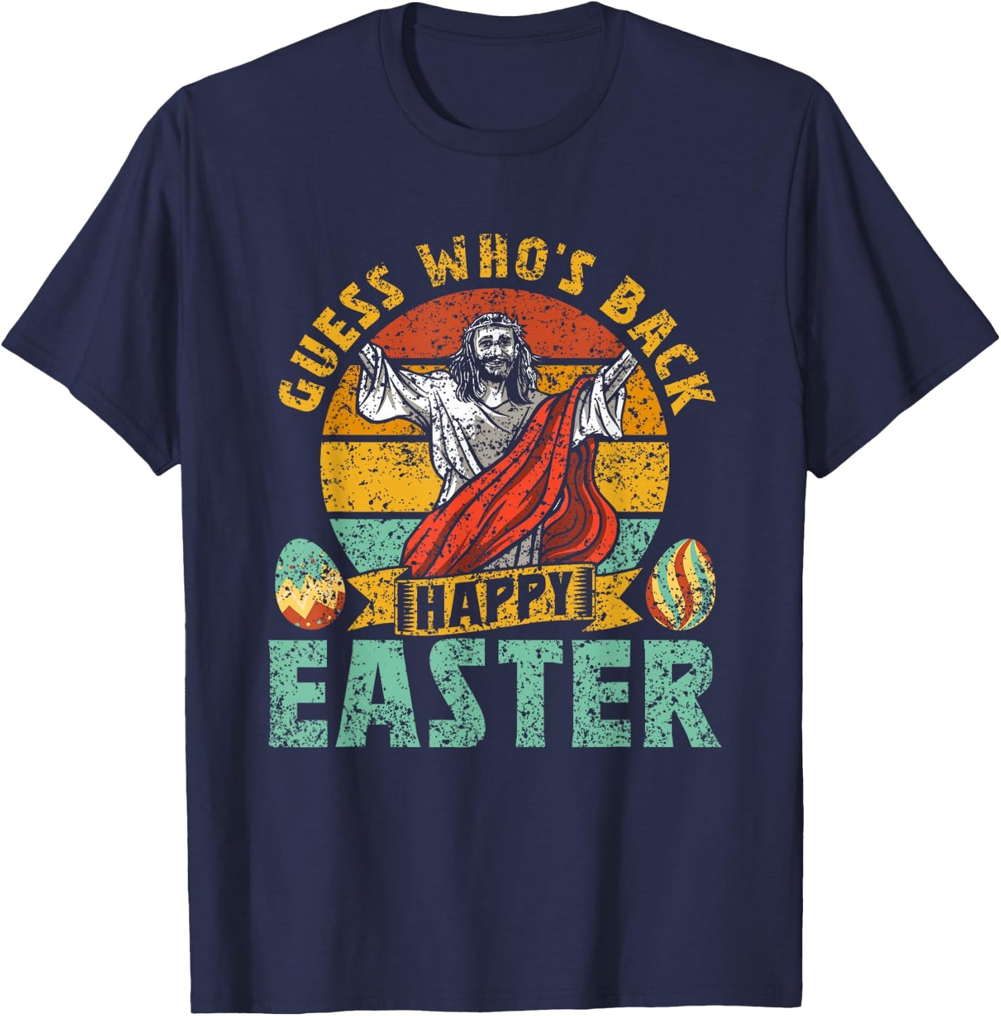 Guess Who's Back Happy Easter Egg Bunny T-Shirt - T-Shirt | Navy