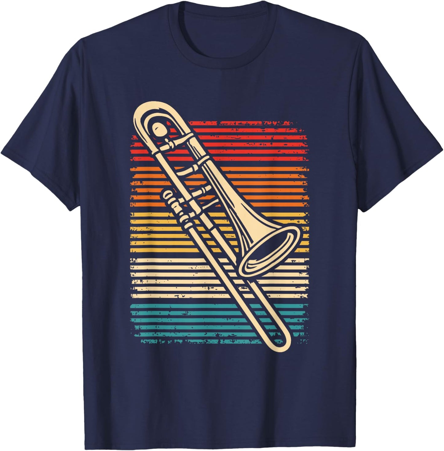 Trombone Player Marching Band Retro Jazz Trombone T-Shirt - T-Shirt | Navy