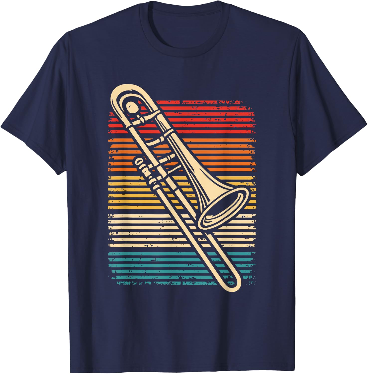 Trombone Player Marching Band Retro Jazz Trombone T-Shirt - T-Shirt | Navy