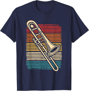 Trombone Player Marching Band Retro Jazz Trombone T-Shirt - T-Shirt | Navy