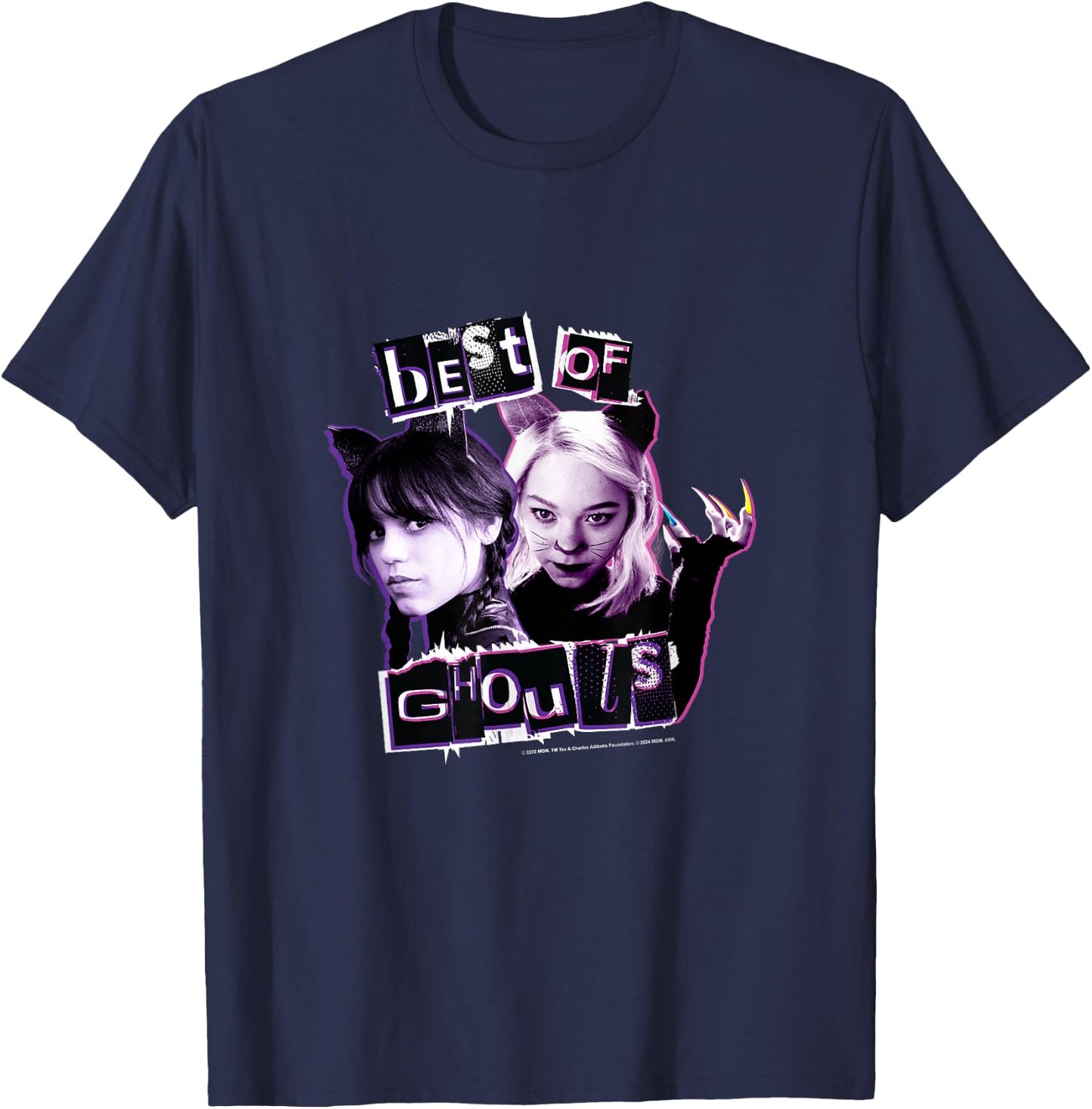 Wednesday Best of Ghouls Wednesday & Enid Vintage T-Shirt - T-Shirt | Navy