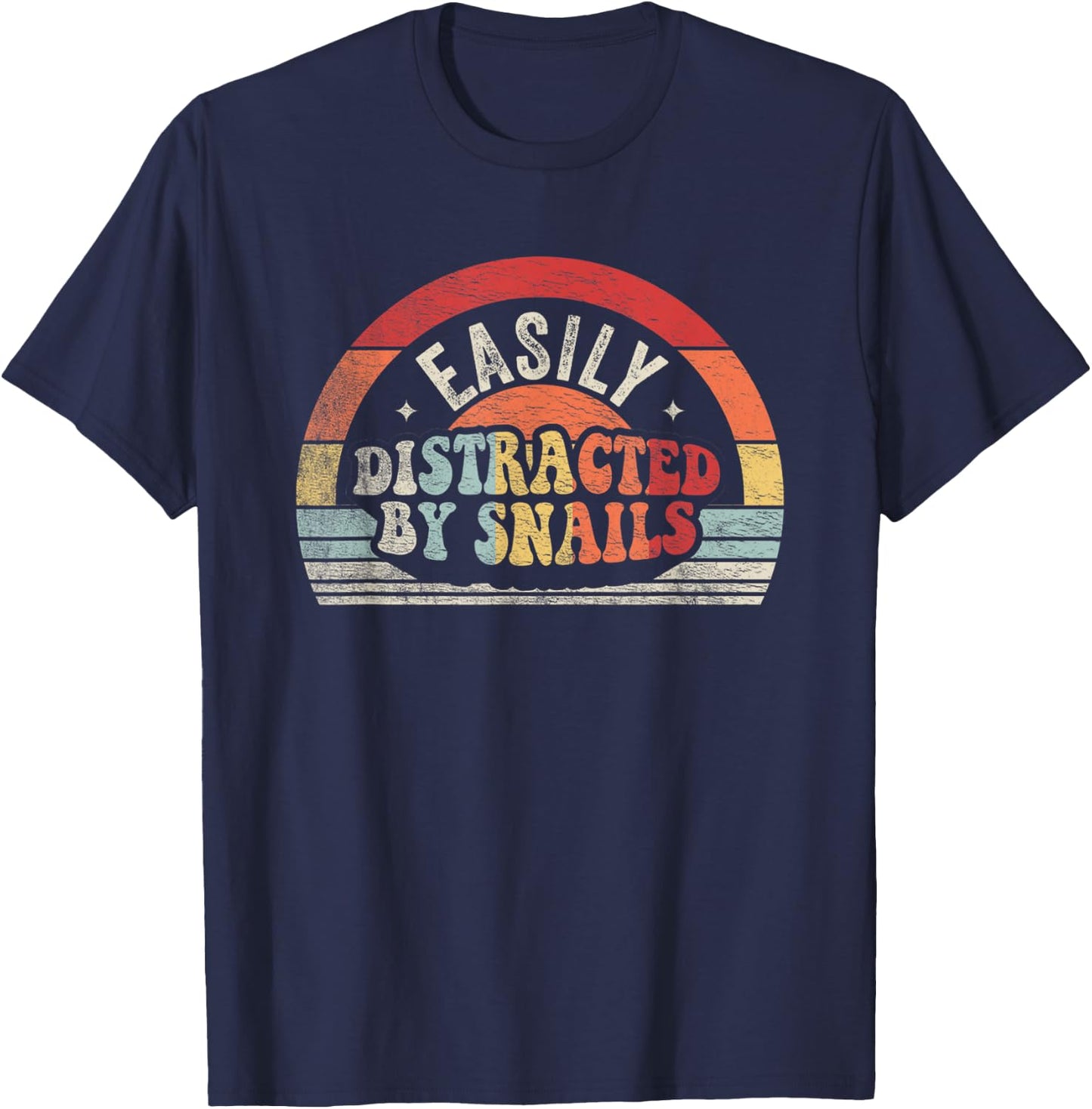 Retro Vintage Snail Lover Gifts Easily Distracted By Snails T-Shirt - T-Shirt | Navy