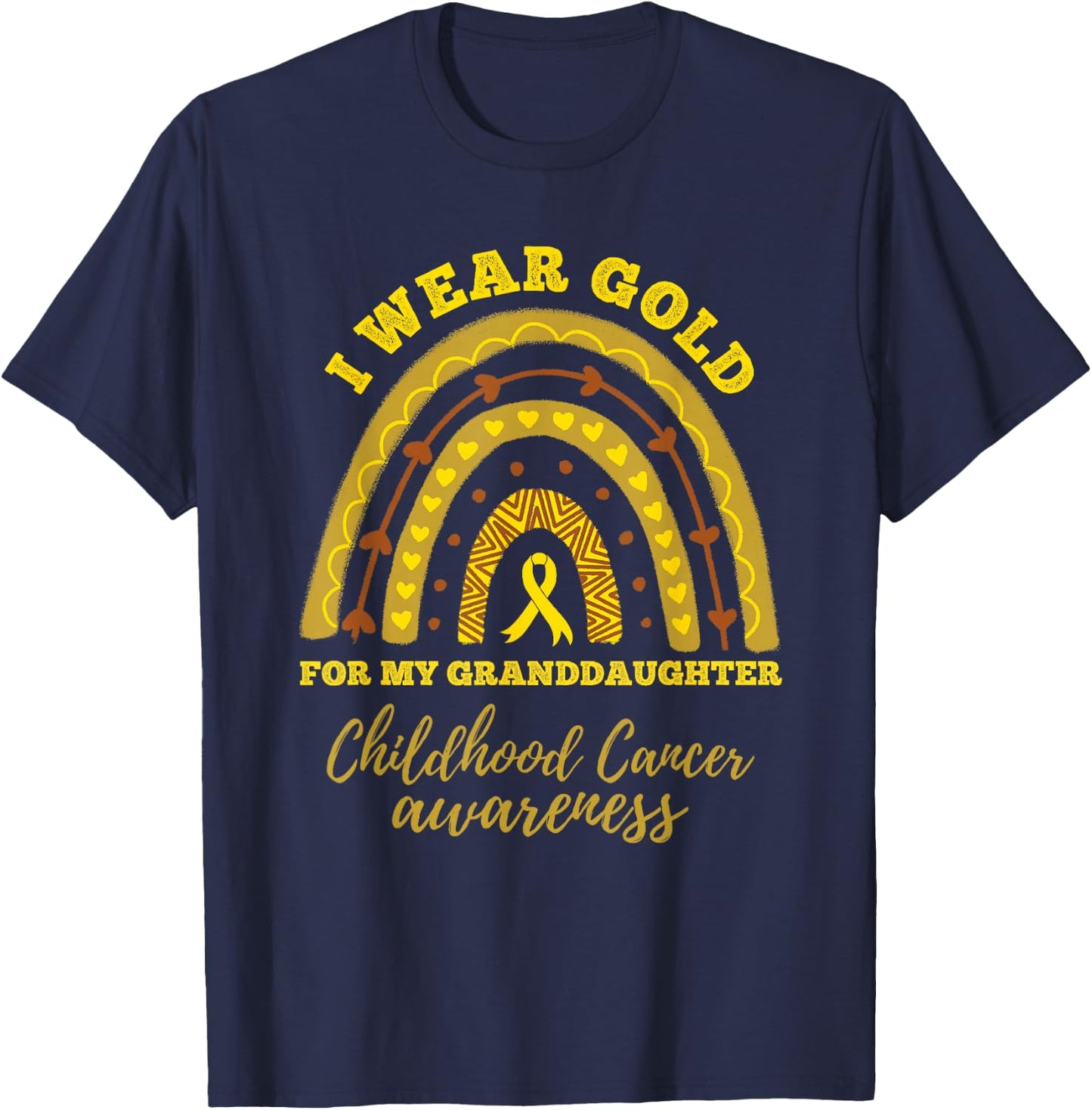 I Wear Gold For My Granddaughter Childhood Cancer Awareness T-Shirt - T-Shirt | Navy