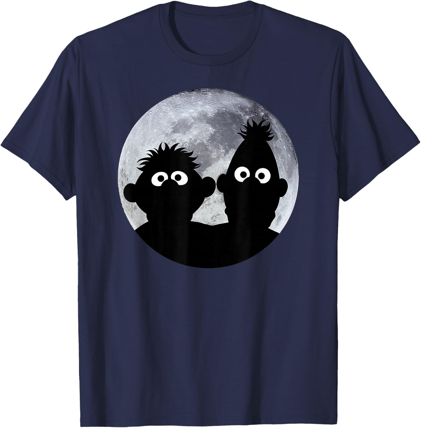 Sesame Street Ernie and Bert in the Moonlight Shadow Moonnight , black T-Shirt - T-Shirt | Navy