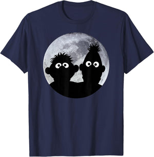 Sesame Street Ernie and Bert in the Moonlight Shadow Moonnight , black T-Shirt - T-Shirt | Navy