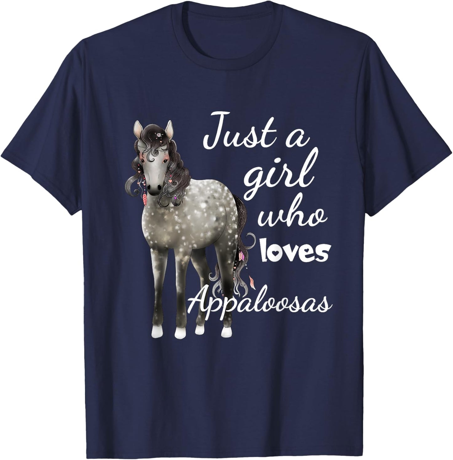 Just A Girl Who Loves Appaloosa Horses Gift T-Shirt - T-Shirt | Navy