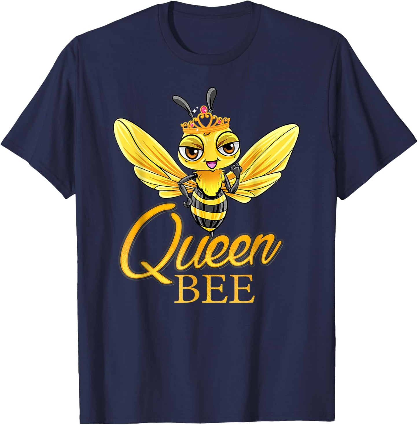 Queen Bee Crown Honey Bee Hive T-Shirt - T-Shirt | Navy