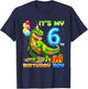 It's My 6th Birthday Happy 6 Year T-Rex Boys Funny Party T-Shirt - T-Shirt | Navy