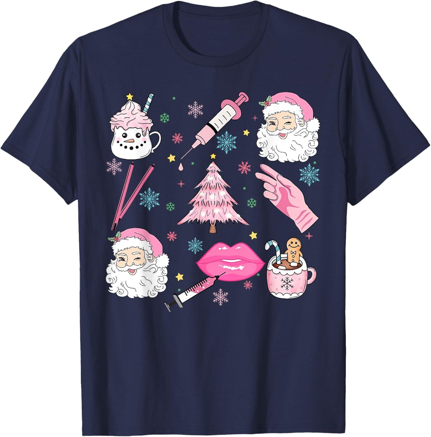 Retro Christmas Botox Dealer Aesthetic Nurse Injector Filler T-Shirt - T-Shirt | Navy