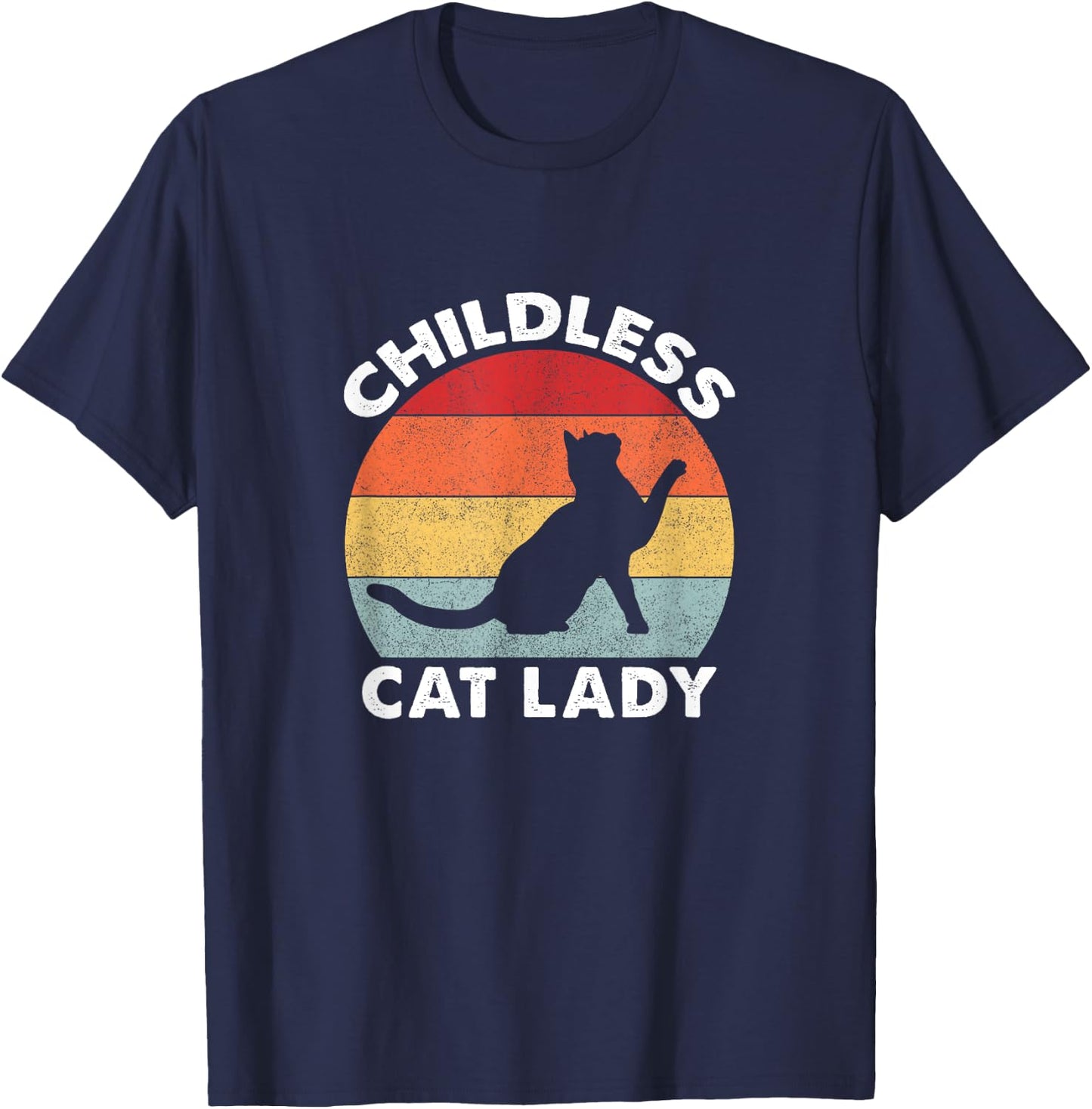 Vintage Childless Cat Lady T-Shirt - T-Shirt | Navy