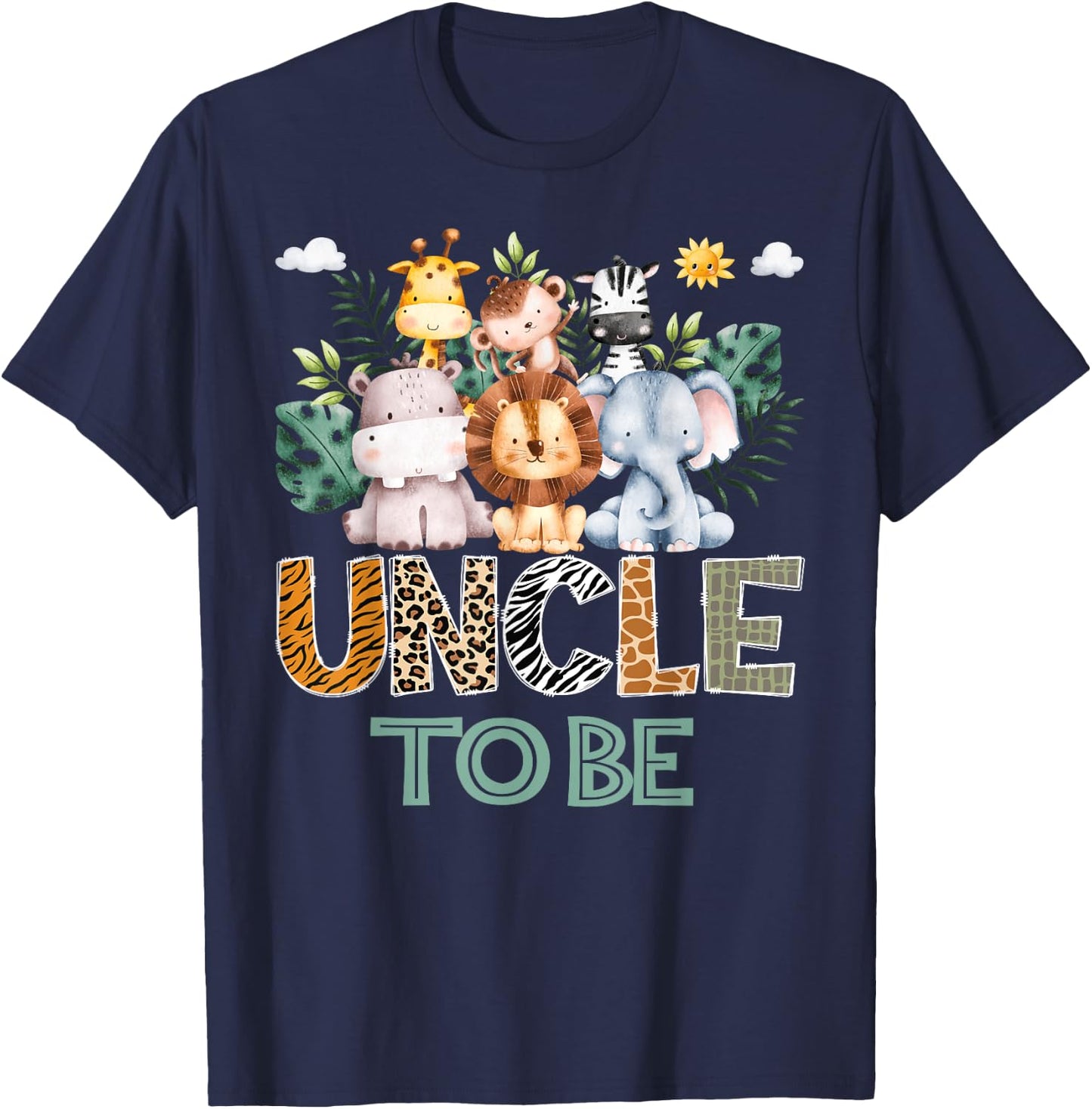 Soon To Be Uncle Jungle Animal Safari Gender Reveal T-Shirt - T-Shirt | Navy