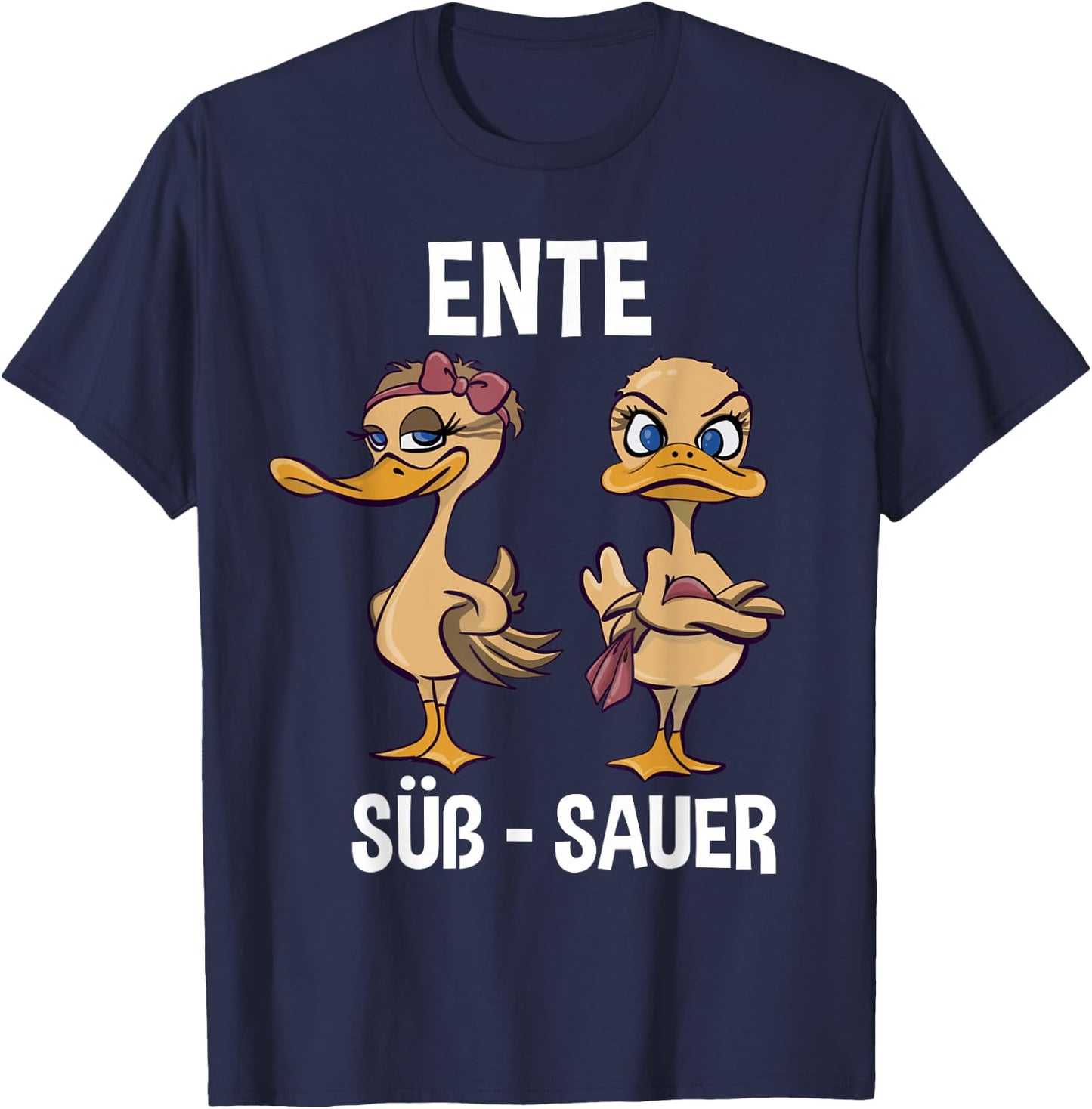 Funny Humour Duck Sweet Sour Ducks Lovers , black, s T-Shirt - T-Shirt | Navy
