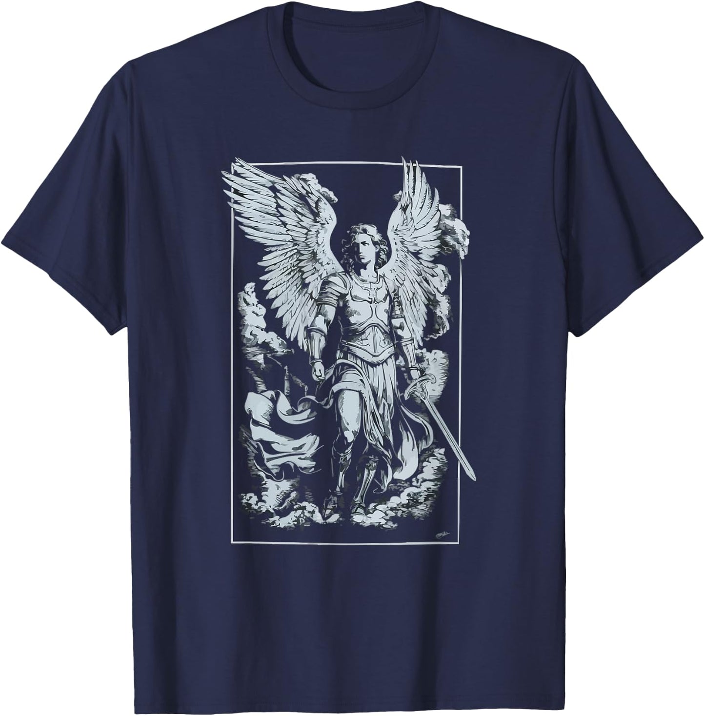 Archangel Catholic Religion Christianity Guardian Angel T-Shirt - T-Shirt | Navy