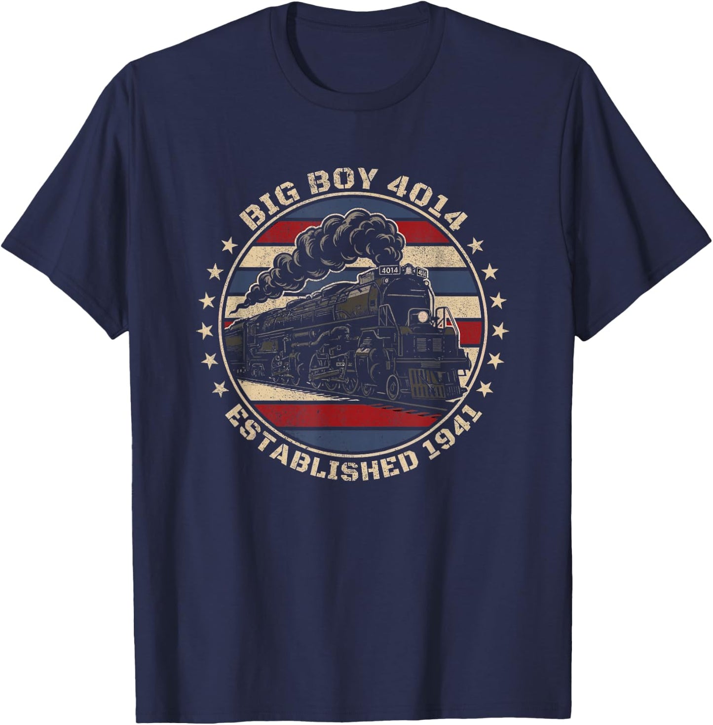 Big Boy 4014 Train Engineer Steam Train Conductor American T-Shirt - T-Shirt | Navy