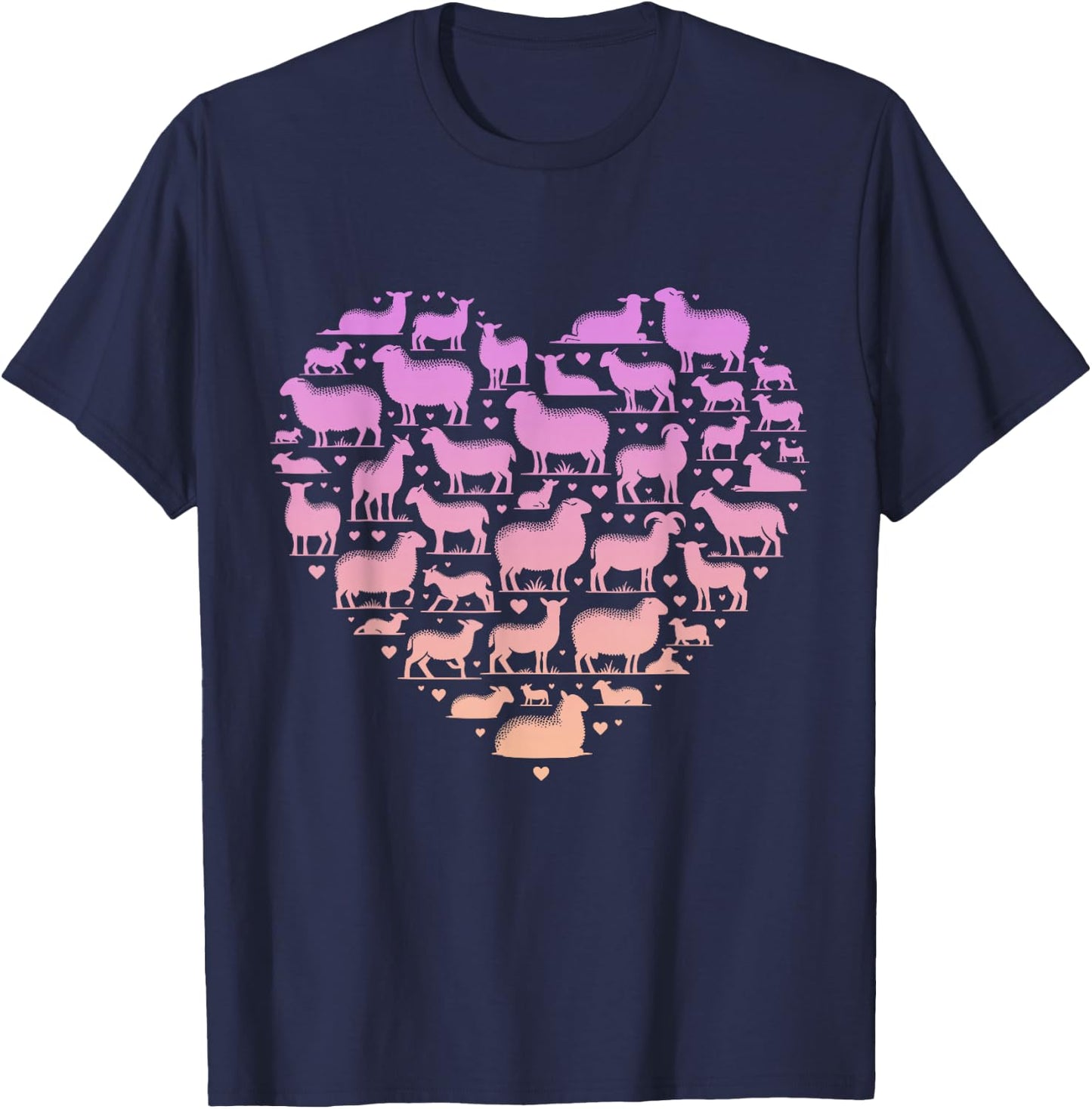 Silhouette Sheep for Sheep Lover | Girls Sheep T-Shirt - T-Shirt | Navy