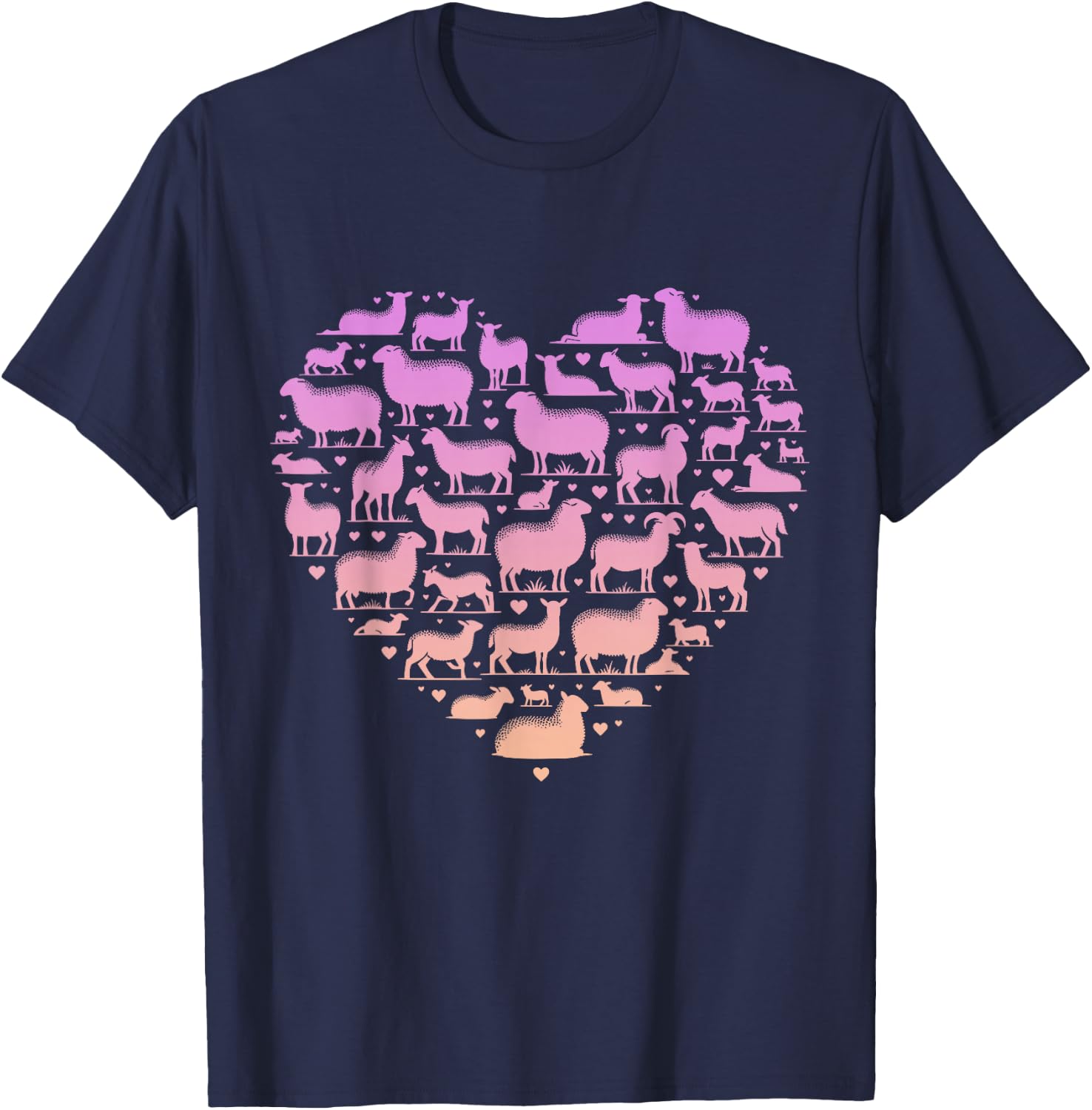 Silhouette Sheep for Sheep Lover | Girls Sheep T-Shirt - T-Shirt | Navy