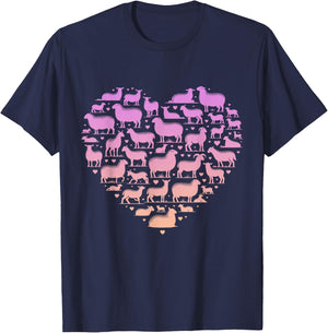 Silhouette Sheep for Sheep Lover | Girls Sheep T-Shirt - T-Shirt | Navy