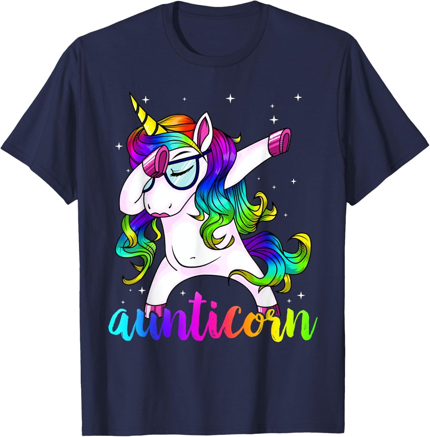 Aunticorn Aunty Dabbing Unicorn Auntie Aunt Christmas Gift T-Shirt - T-Shirt | Navy