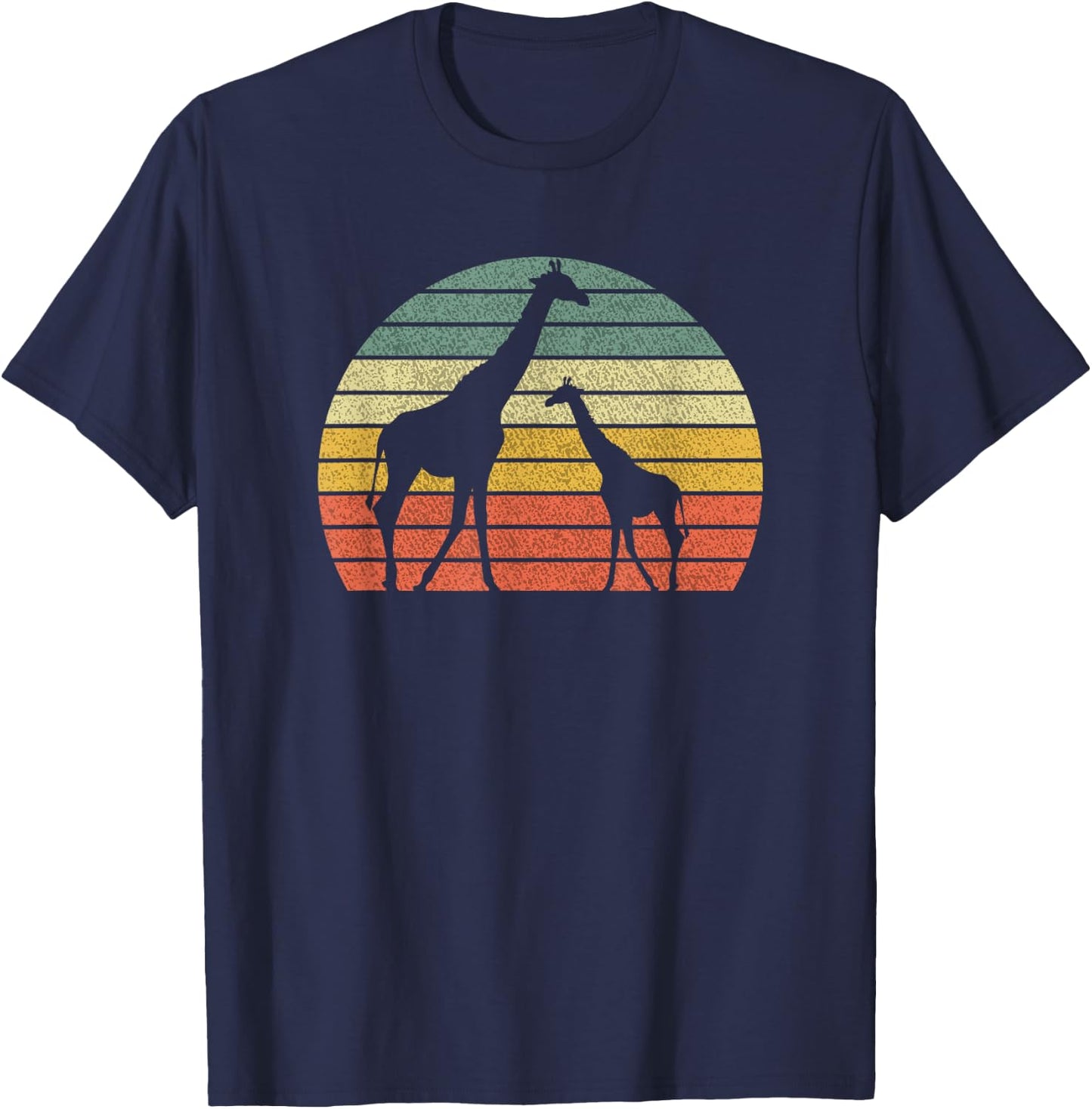 Retro Giraffe Vintage Design Animal Africa Zoo Giraffes T-Shirt - T-Shirt | Navy
