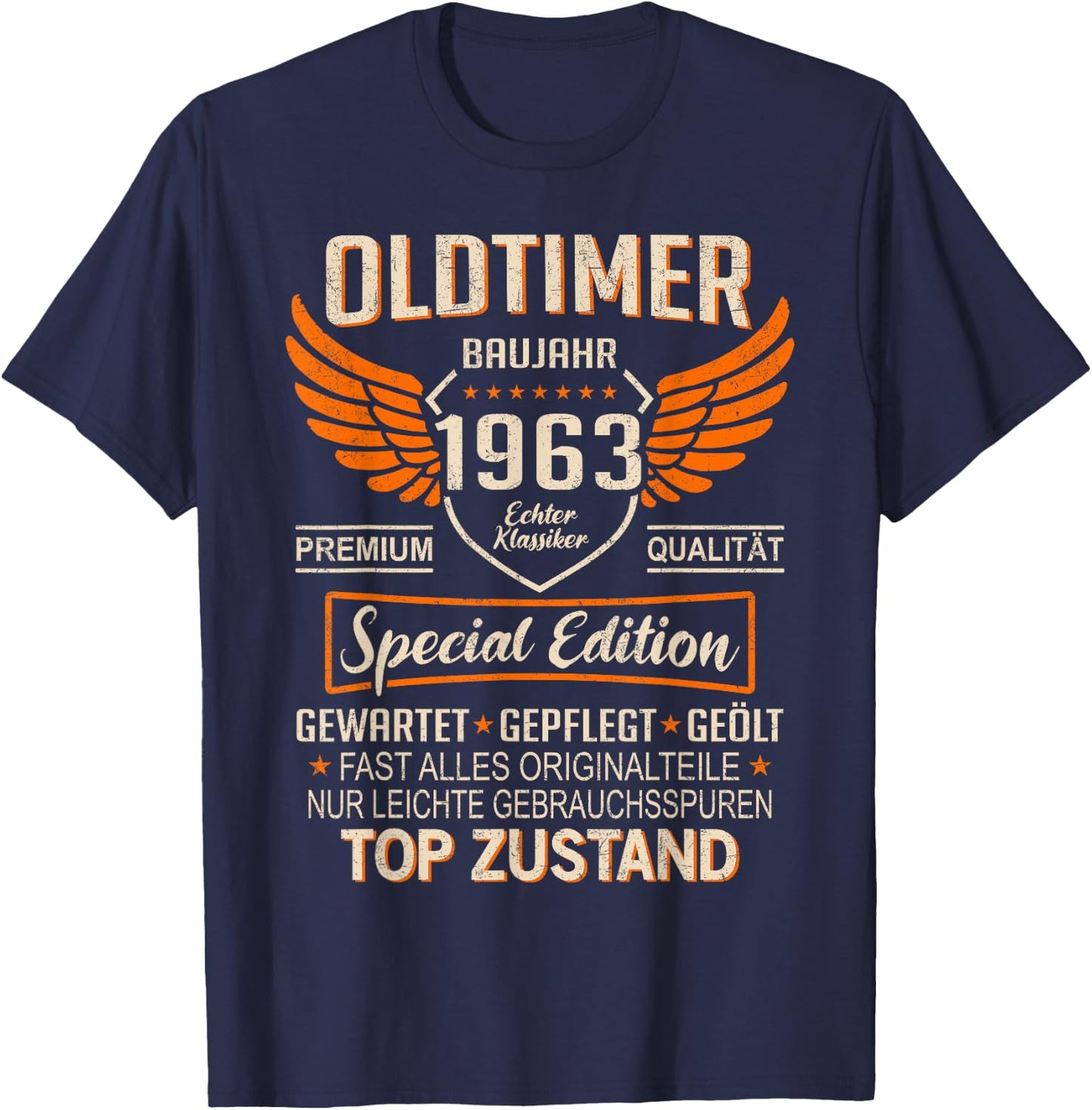 Oldtimer Year 1963 Born Vintage 1963 Birthday , black T-Shirt - T-Shirt | Navy