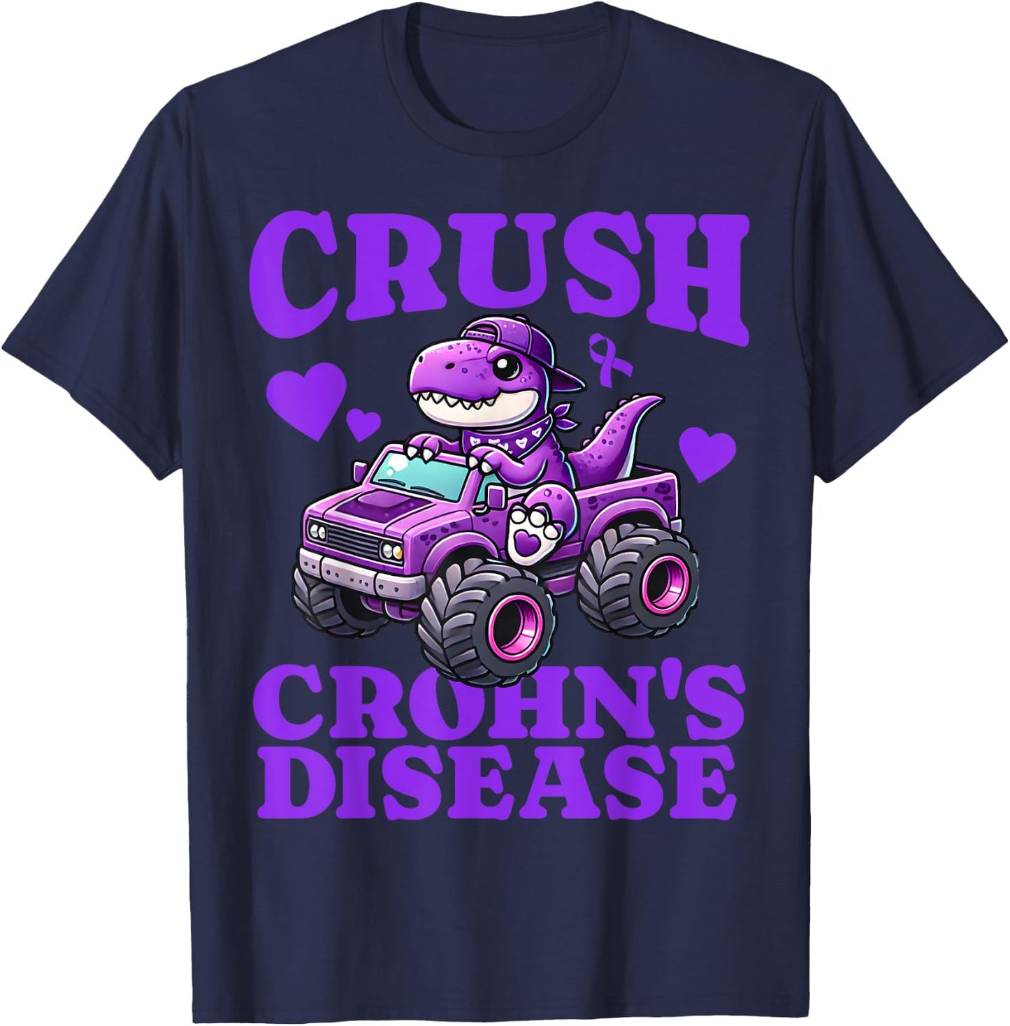 Crohn's Disease Awareness For Boys Kids T Rex Digestive IBD T-Shirt - T-Shirt | Navy