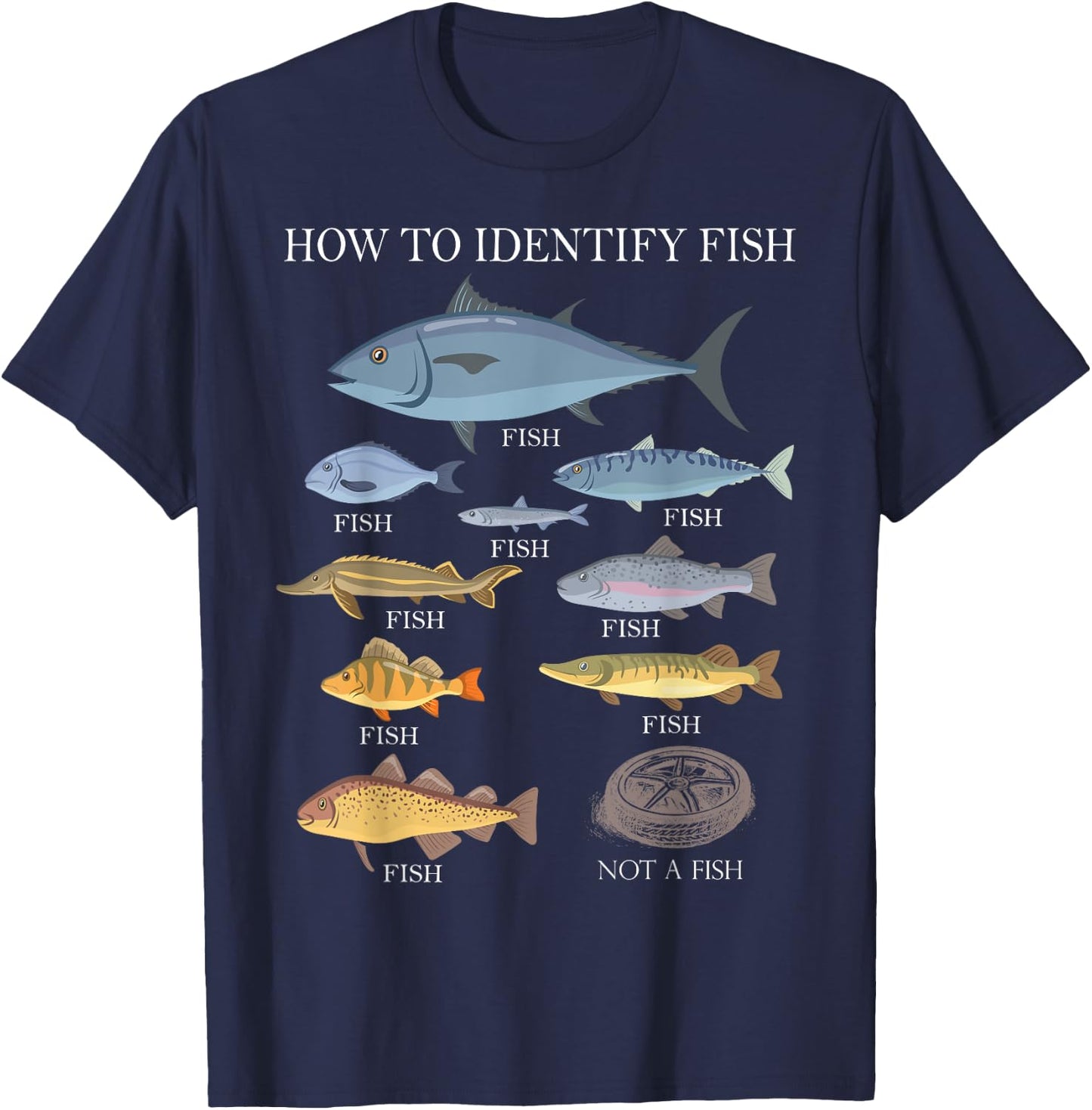 How to Identify Fish Graphic Funny Fishing T-Shirt - T-Shirt | Navy