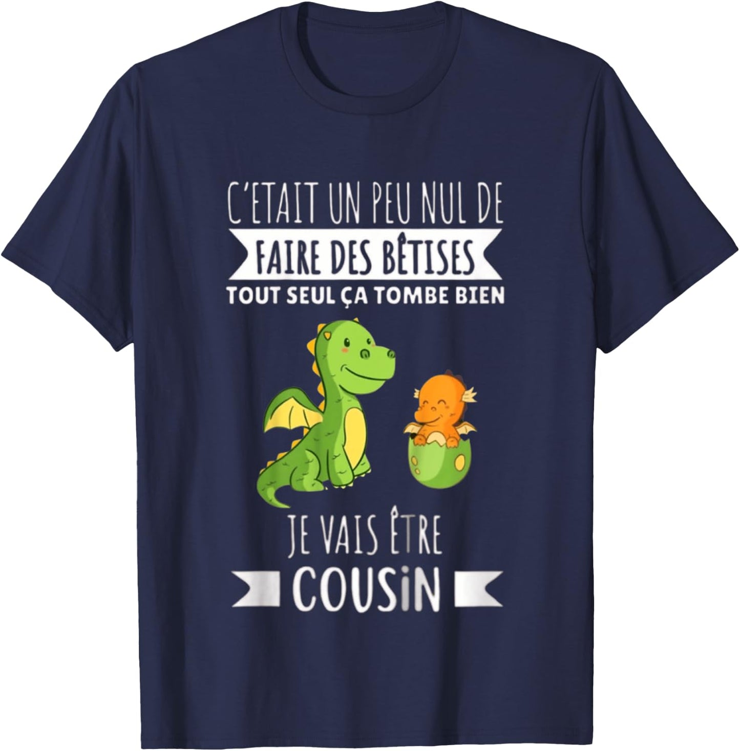 Enfant Future Cousin 2025 Je Vais Etre Cousin , Black, 2 T-Shirt - T-Shirt | Navy