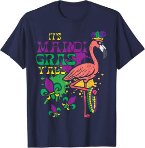 Its Mardi Gras Yall Flamingo Outfit Men Women Children T-Shirt - T-Shirt | Navy
