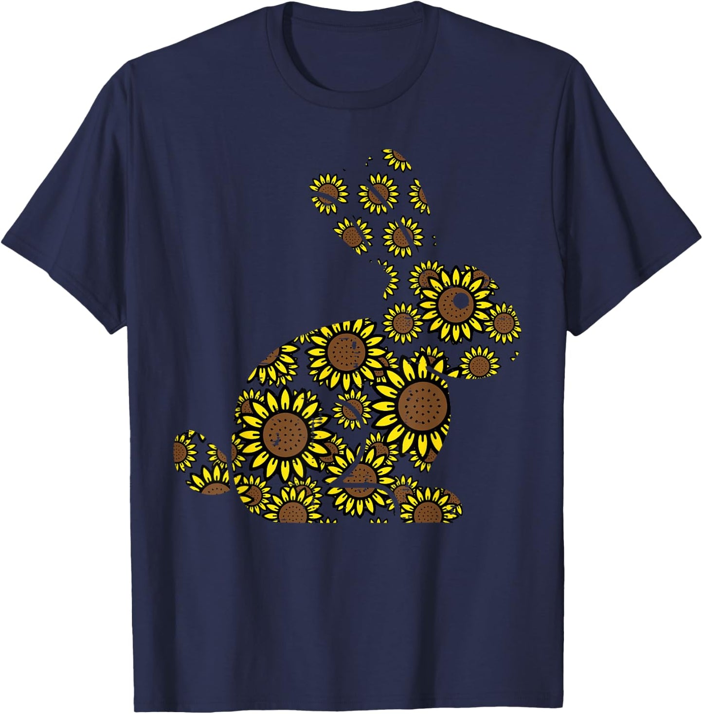 Easter Sunflower Bunny Rabbit Vintage Flower Women Girls Kid T-Shirt - T-Shirt | Navy