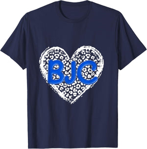 BJC Blue Initials Leopard Cheetah Heart Trendy T-Shirt - T-Shirt | Navy