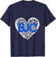 BJC Blue Initials Leopard Cheetah Heart Trendy T-Shirt - T-Shirt | Navy