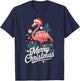 Merry Christmas Christmas Flamingo T-Shirt - T-Shirt | Navy