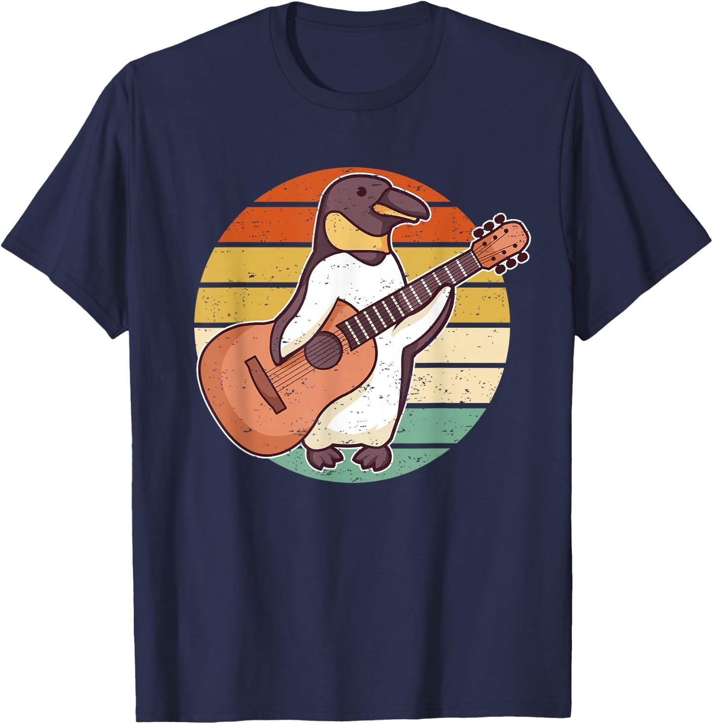 Penguin Guitar Player Guitarist T-Shirt - T-Shirt | Navy