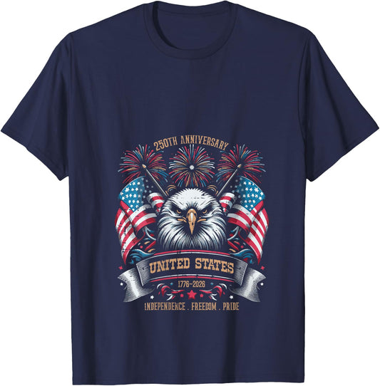 Women's 250th Anniversary United States Eagle 250 Years Men Women V-Neck T-Shirt - T-Shirt | Navy