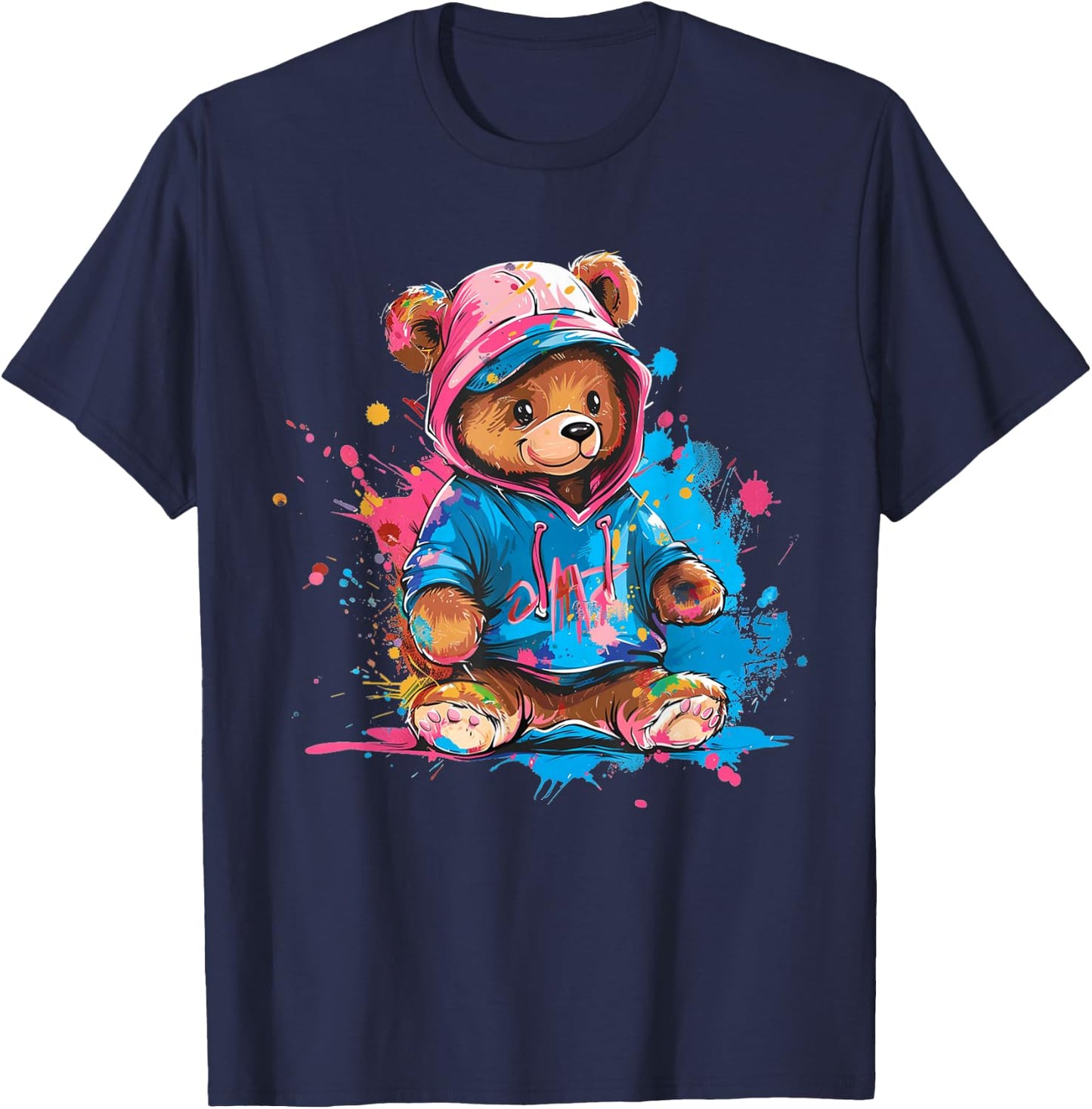 Colourful Teddy Bear Men's Women's Children's , black T-Shirt - T-Shirt | Navy