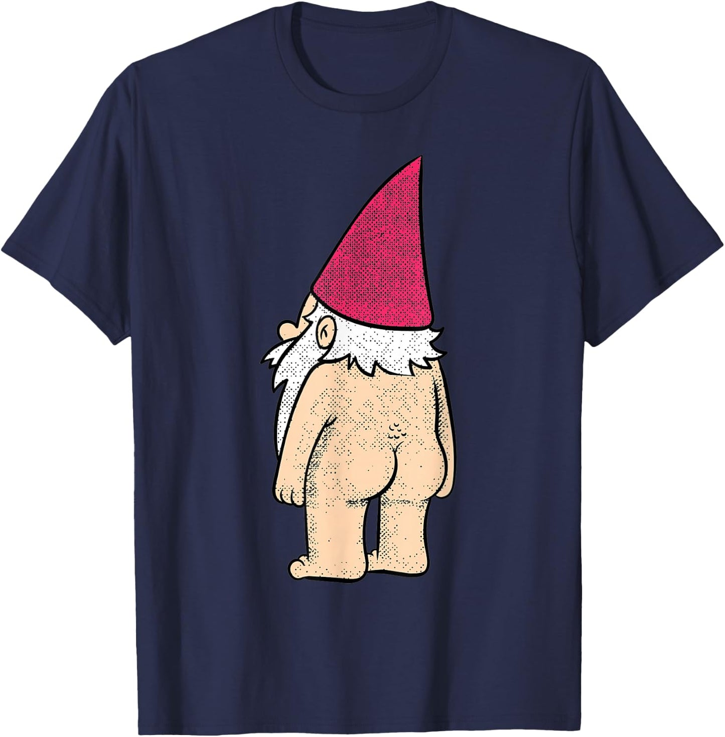 Cheeky Naked Gnome Funny Garden Humor Joke Design T-Shirt - T-Shirt | Navy