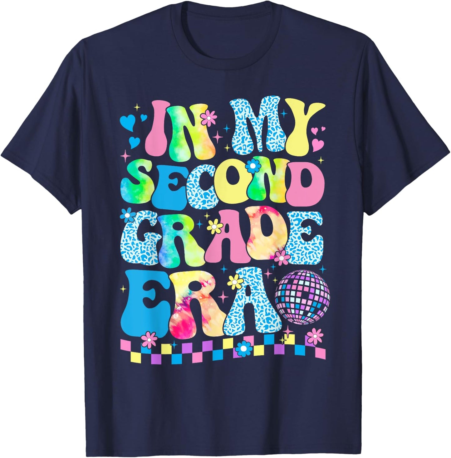 In My Second Grade Era Groovy Back To School Teachers Kids T-Shirt - T-Shirt | Navy