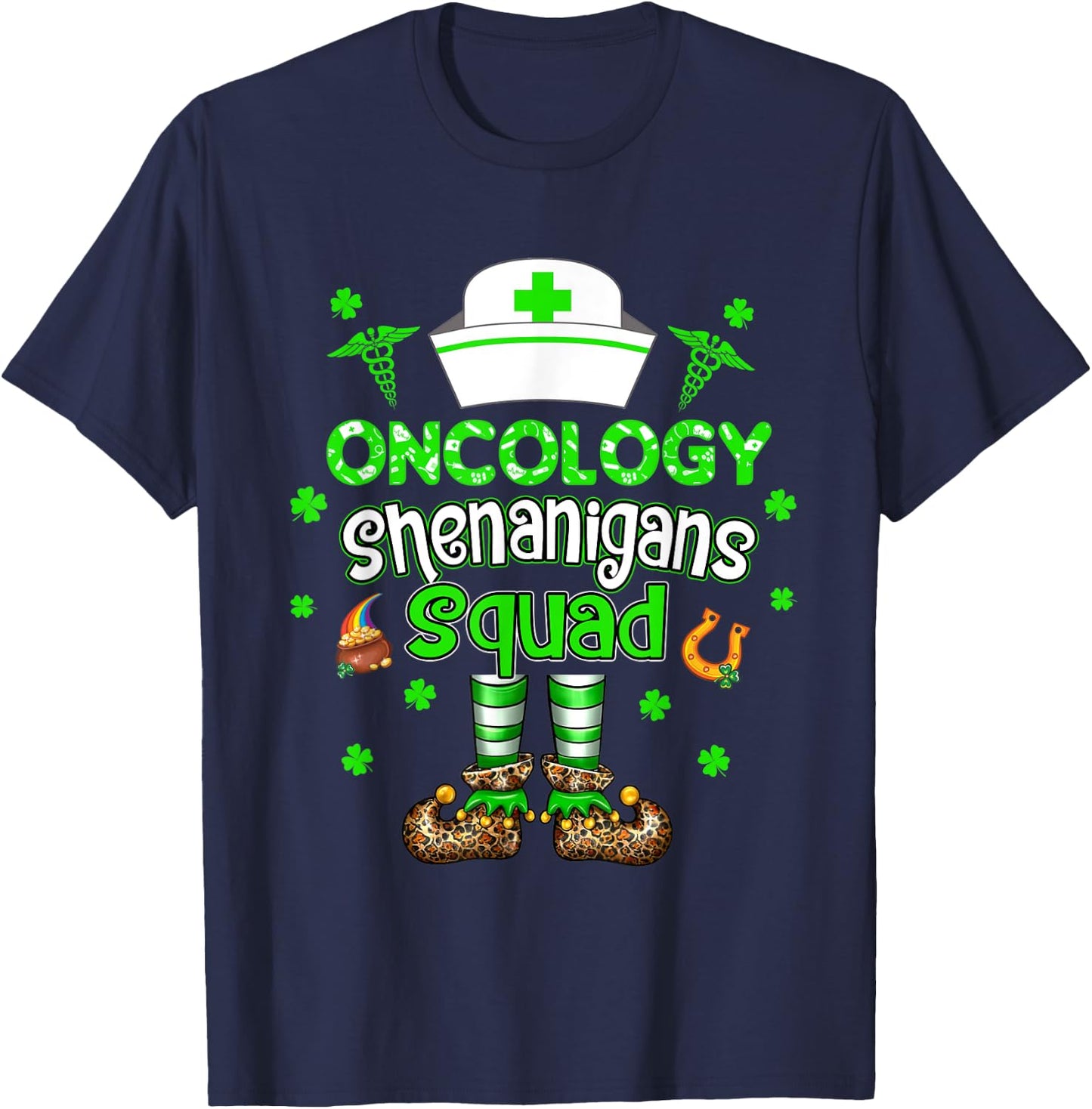 Oncology Shenanigans Squad Nurse St Patricks Day T-Shirt - T-Shirt | Navy