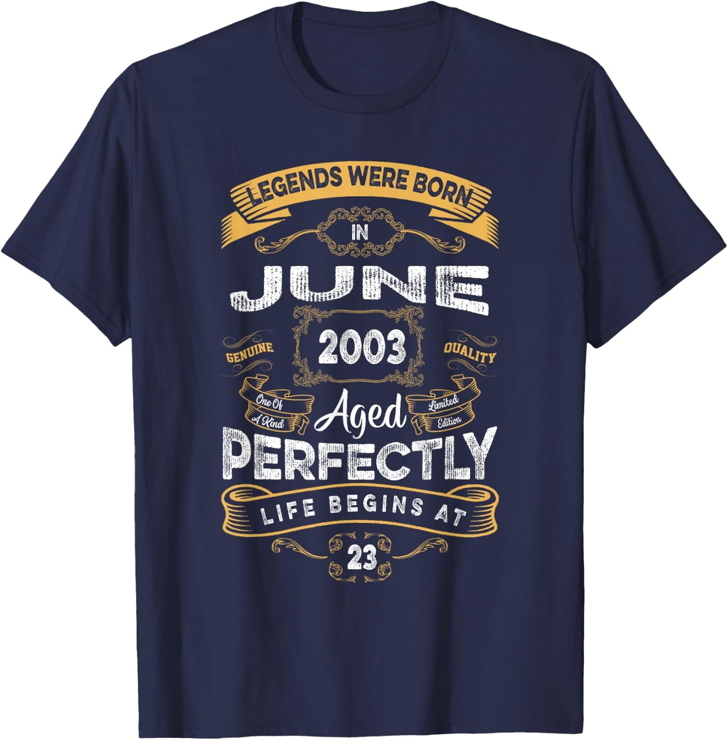 Retro 23rd Birthday Legends were Born in June 2003 T-Shirt - T-Shirt | Navy
