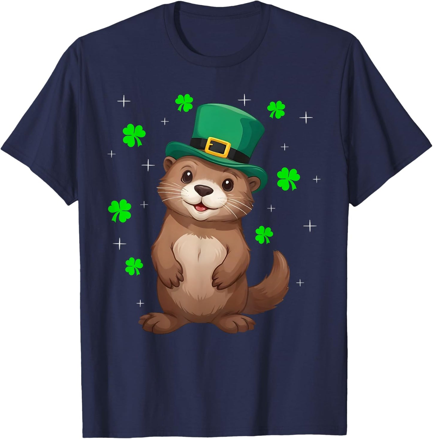 Irish Shamrock Leprechaun Hat Otter St Patrick's Day T-Shirt - T-Shirt | Navy