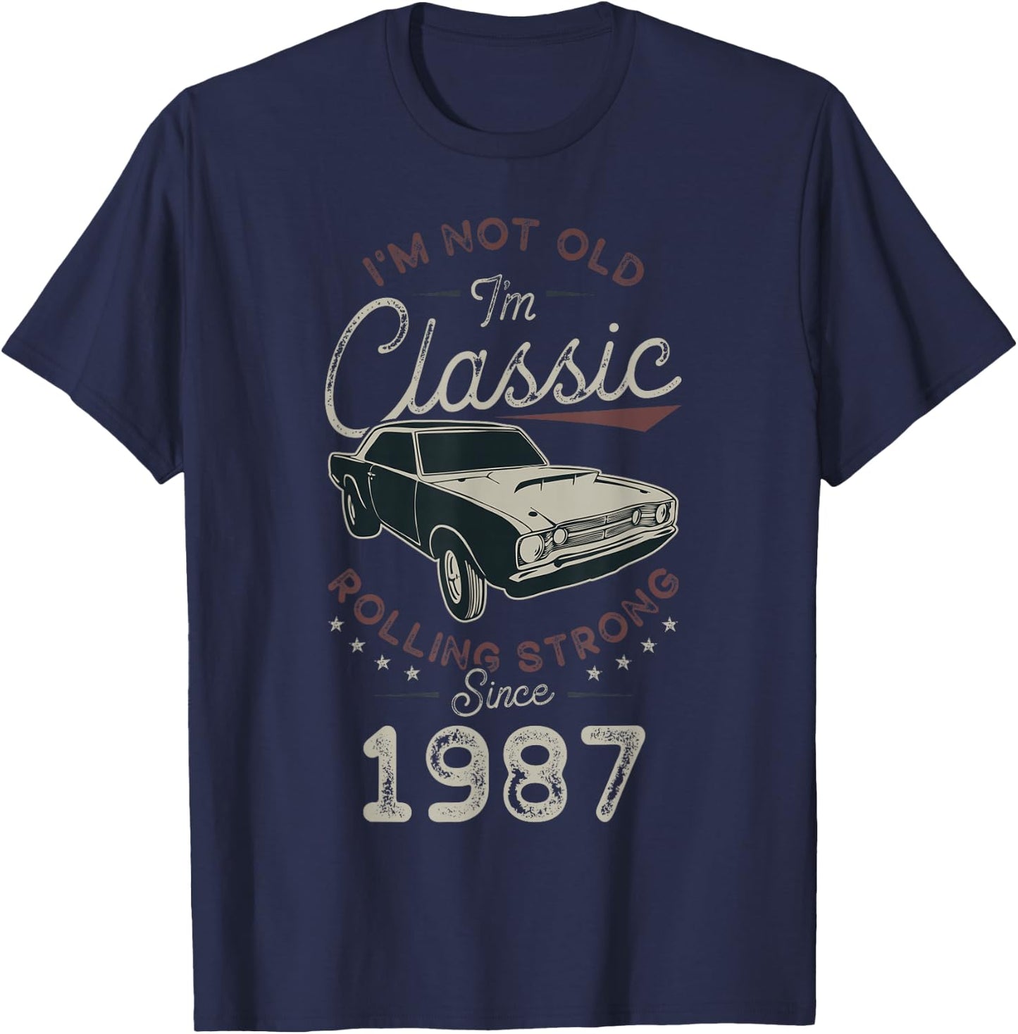 Anniversaire 39 ans Né en 1987 Voiture classique T-Shirt - T-Shirt | Navy