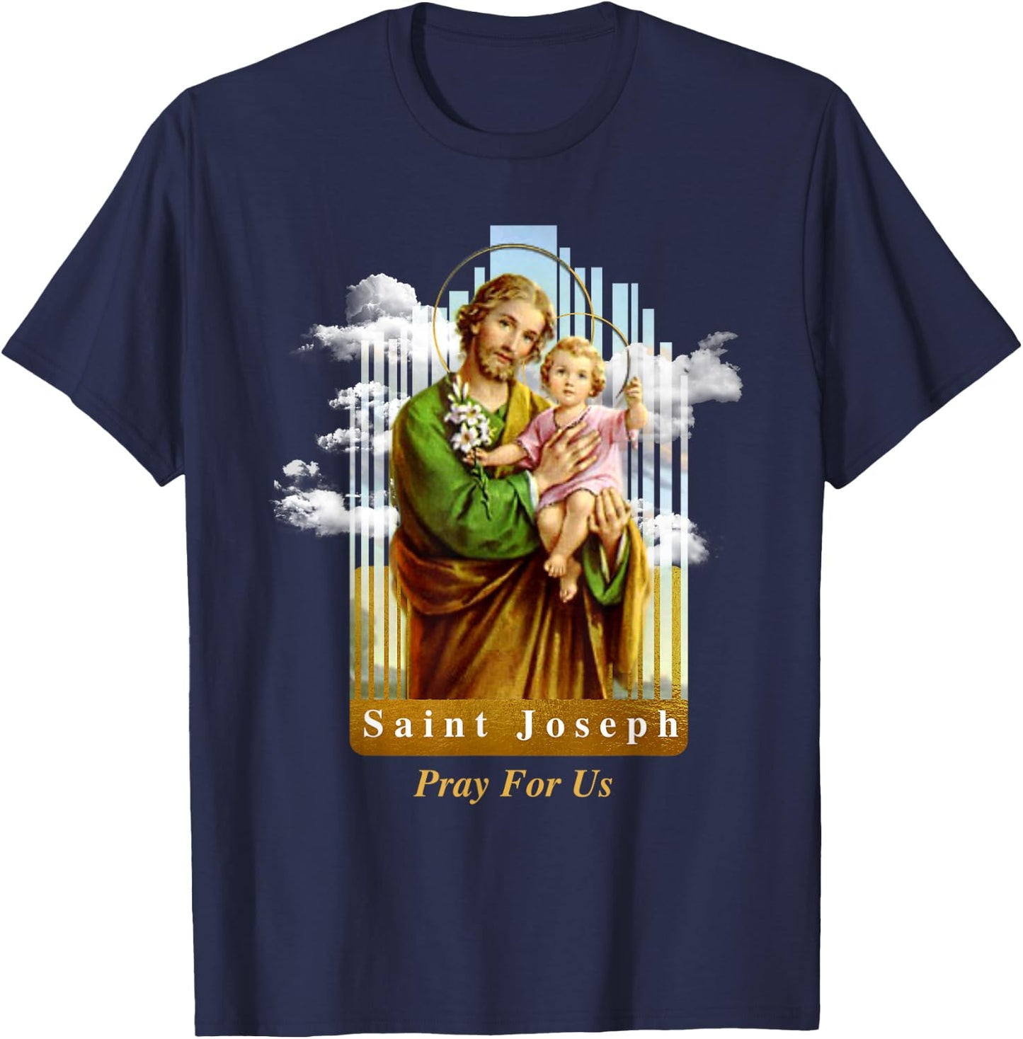 Saint Joseph Catholic Church St. Joseph With Infant Jesus T-Shirt - T-Shirt | Navy