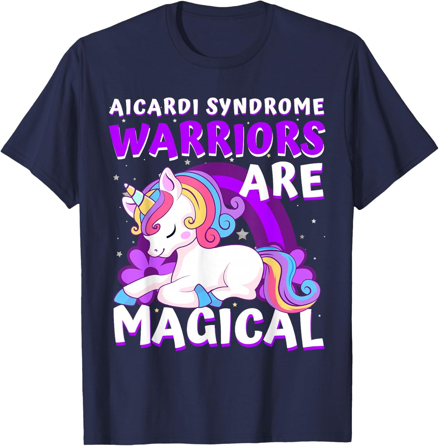 Warriors Magical Aicardi Syndrome Awareness Unicorn Purple T-Shirt - T-Shirt | Navy